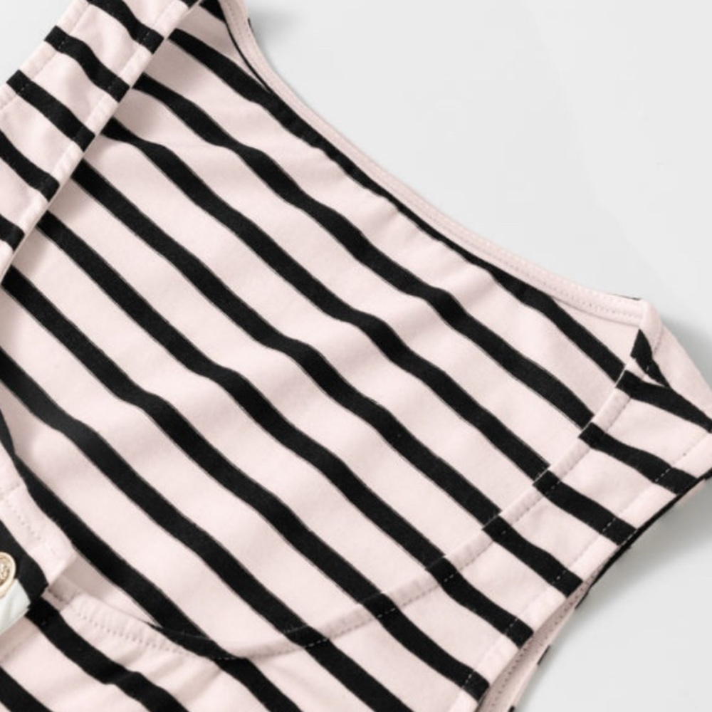 White Striped Print Sleeveless Buttoned Maxi Dress - Picture 10 of 14